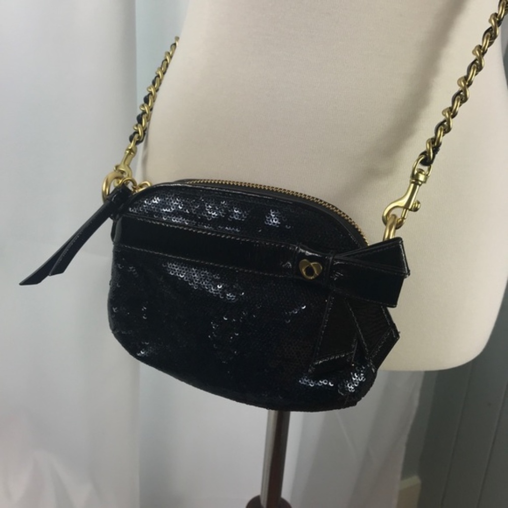 Rare! Coach Black Sequin Crossbody Bag - Picture 2 of 7